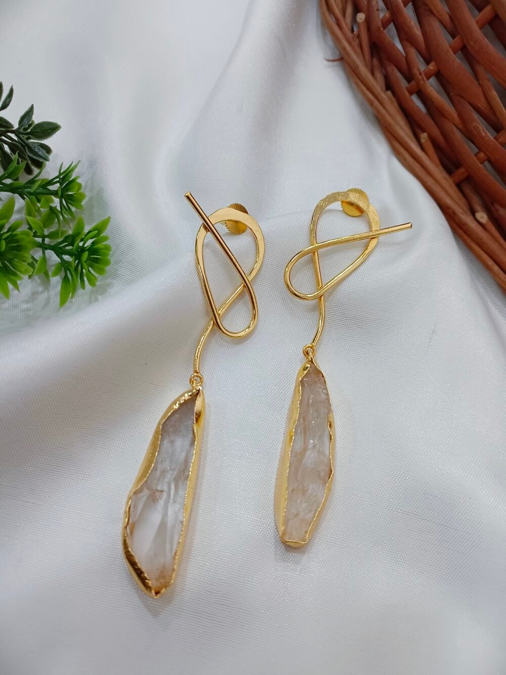 Kalakosh 18K Gold-Plated Raw Crystal Quartz Dangler Earrings