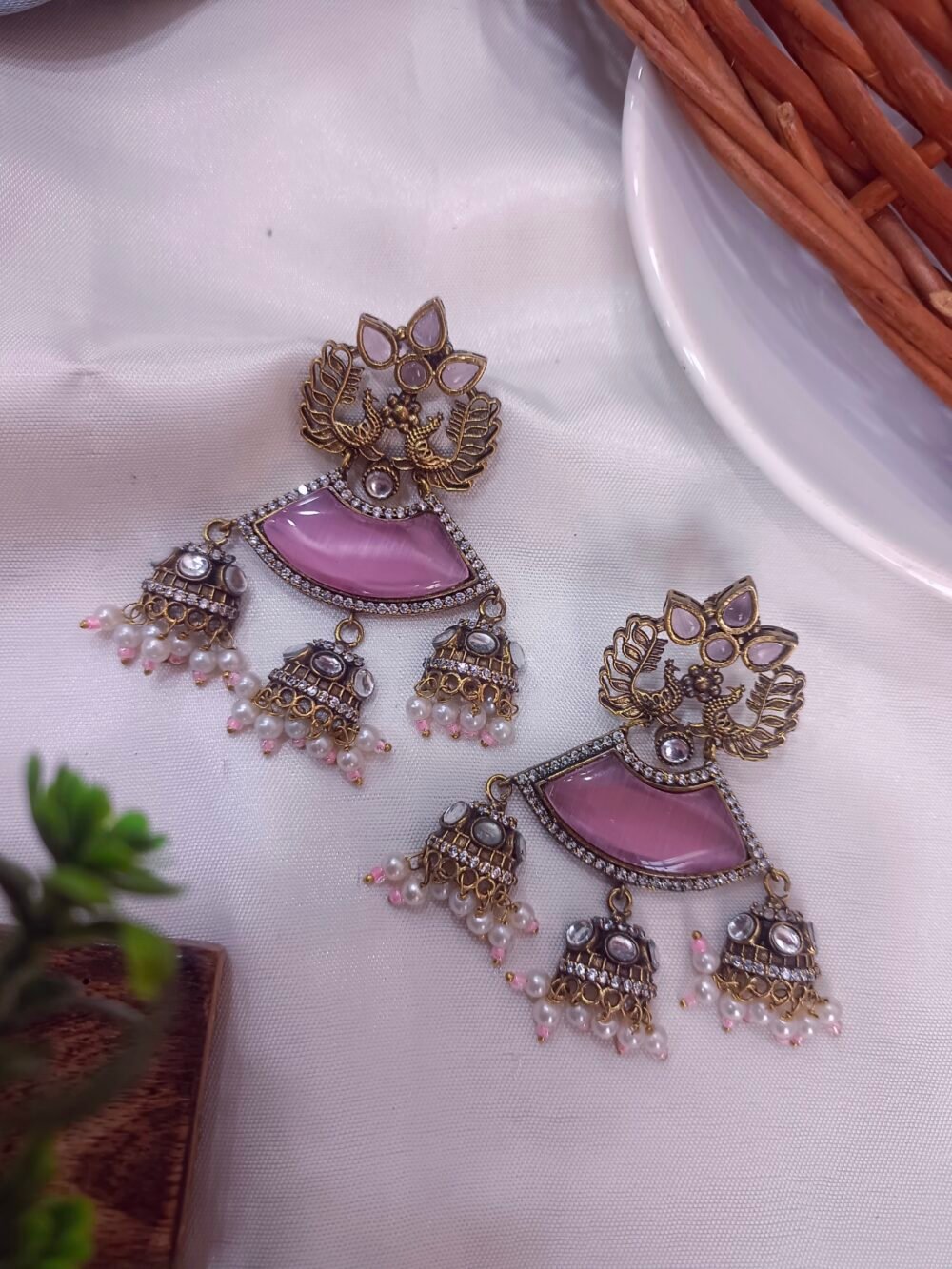 Kalakosh Rajwada Bird Motif Chandbali Earrings